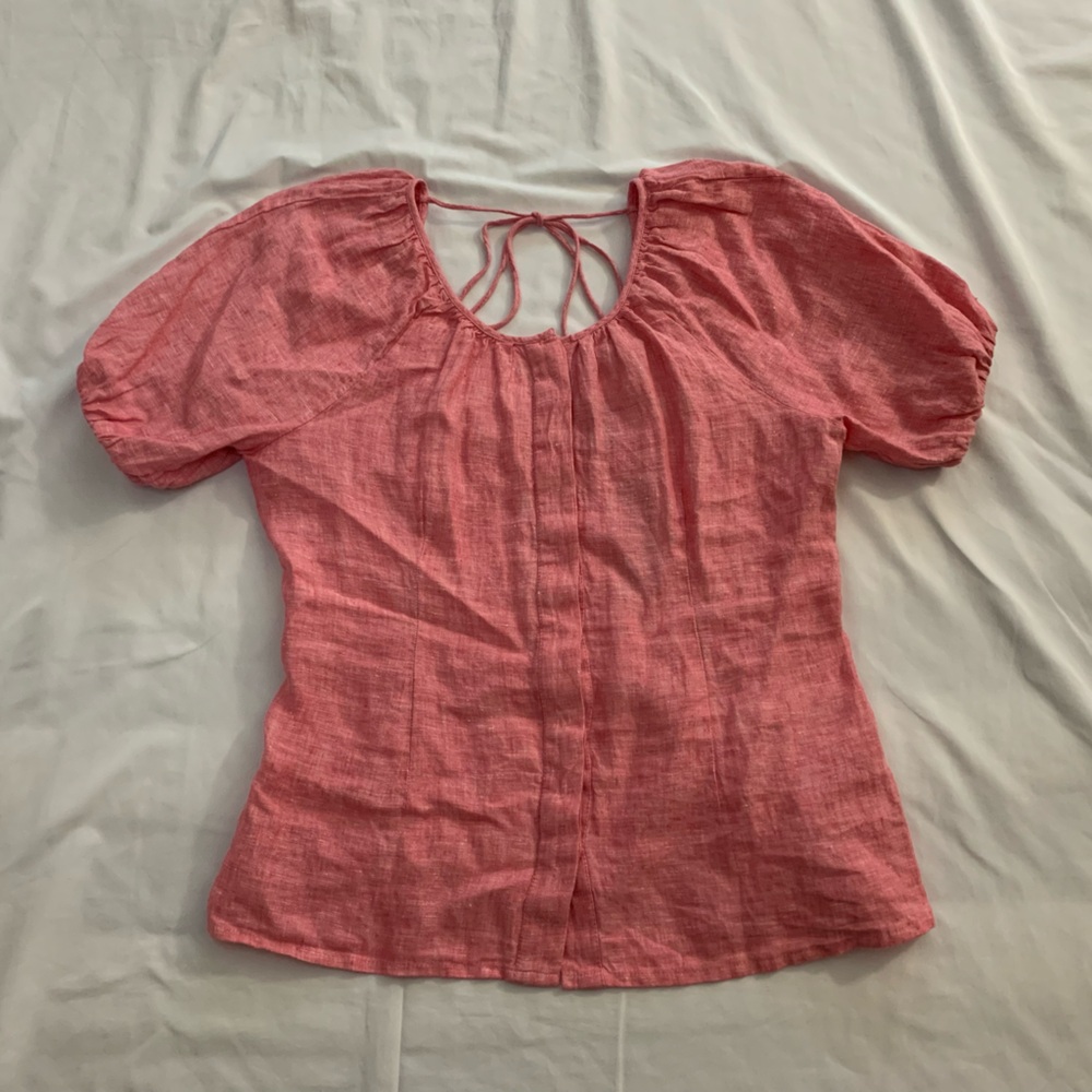 NWT - J. Crew Linen Top with Puff Sleeve Size 00